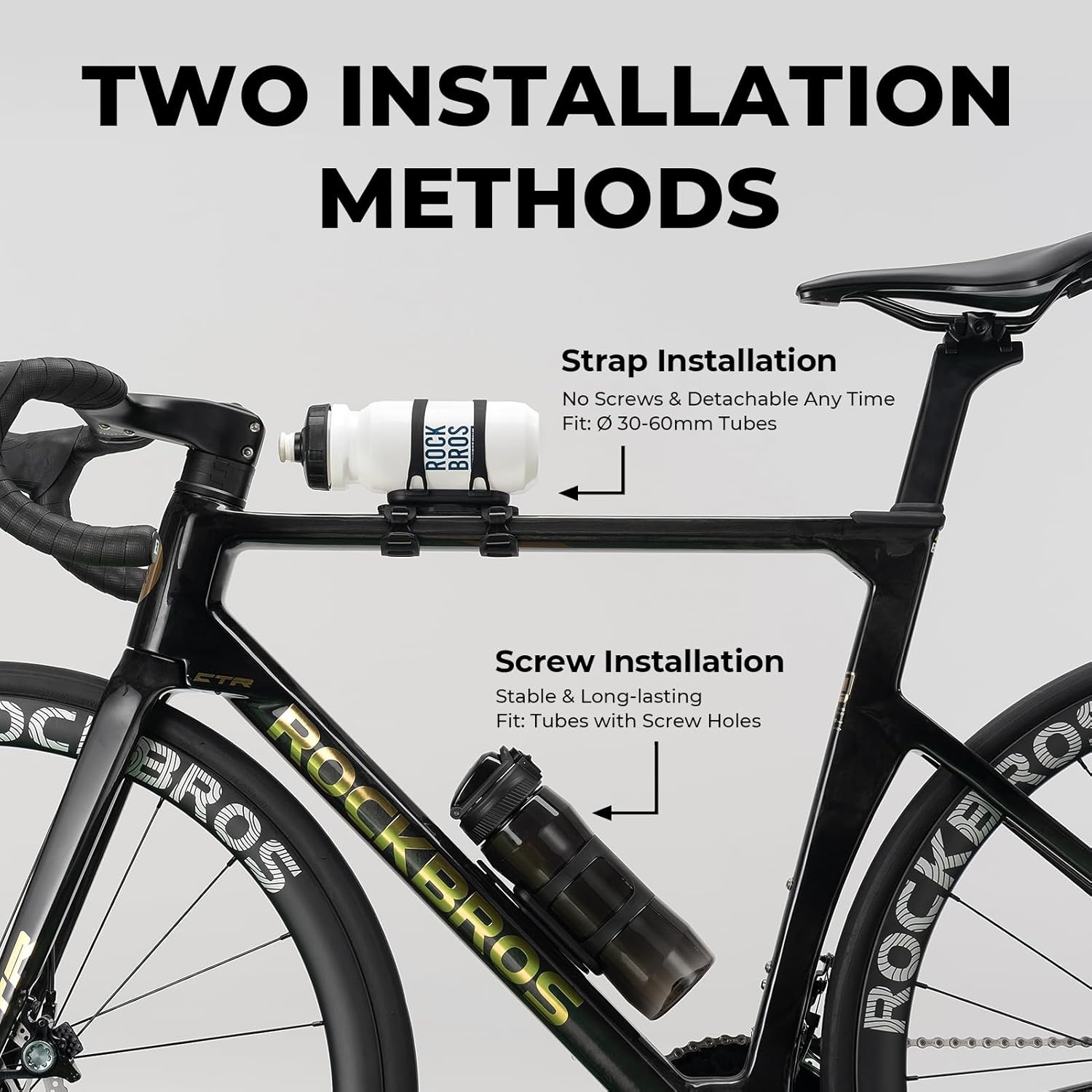 image:imageROCKBROS Bike Water Bottle Holder with Strap Magnetic Water Bottle Holder for Bike Bike Cup Holder for Road Mountain Folding Bike Ebike amp ScooterBlack