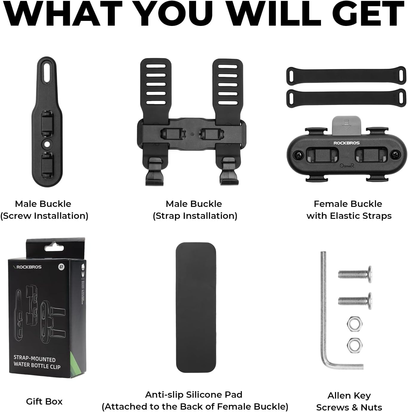 image:imageROCKBROS Bike Water Bottle Holder with Strap Magnetic Water Bottle Holder for Bike Bike Cup Holder for Road Mountain Folding Bike Ebike amp ScooterBlack