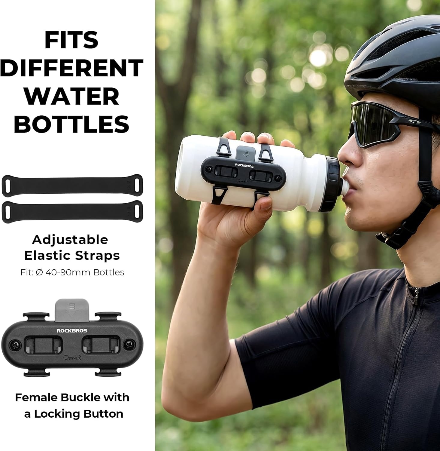 image:imageROCKBROS Bike Water Bottle Holder with Strap Magnetic Water Bottle Holder for Bike Bike Cup Holder for Road Mountain Folding Bike Ebike amp ScooterBlack