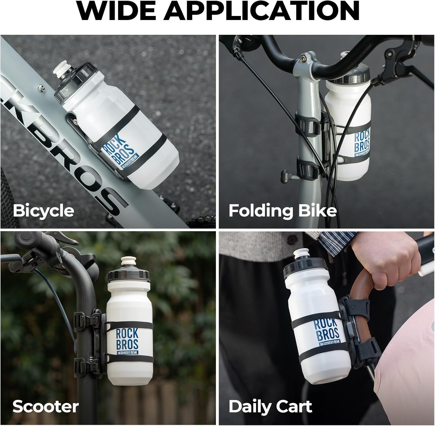 image:imageROCKBROS Bike Water Bottle Holder with Strap Magnetic Water Bottle Holder for Bike Bike Cup Holder for Road Mountain Folding Bike Ebike amp ScooterBlack