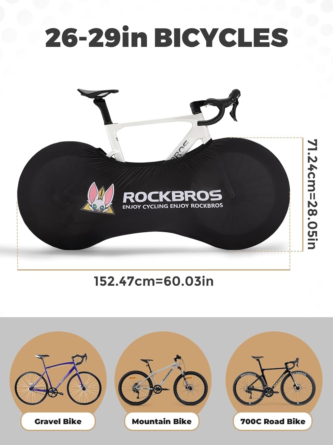 image:imageROCKBROS Bike Wheel Cover Indoor Dustproof High Elastic Bicycle Wheel Cover for 2429 700c Mountain Bikes510014001
