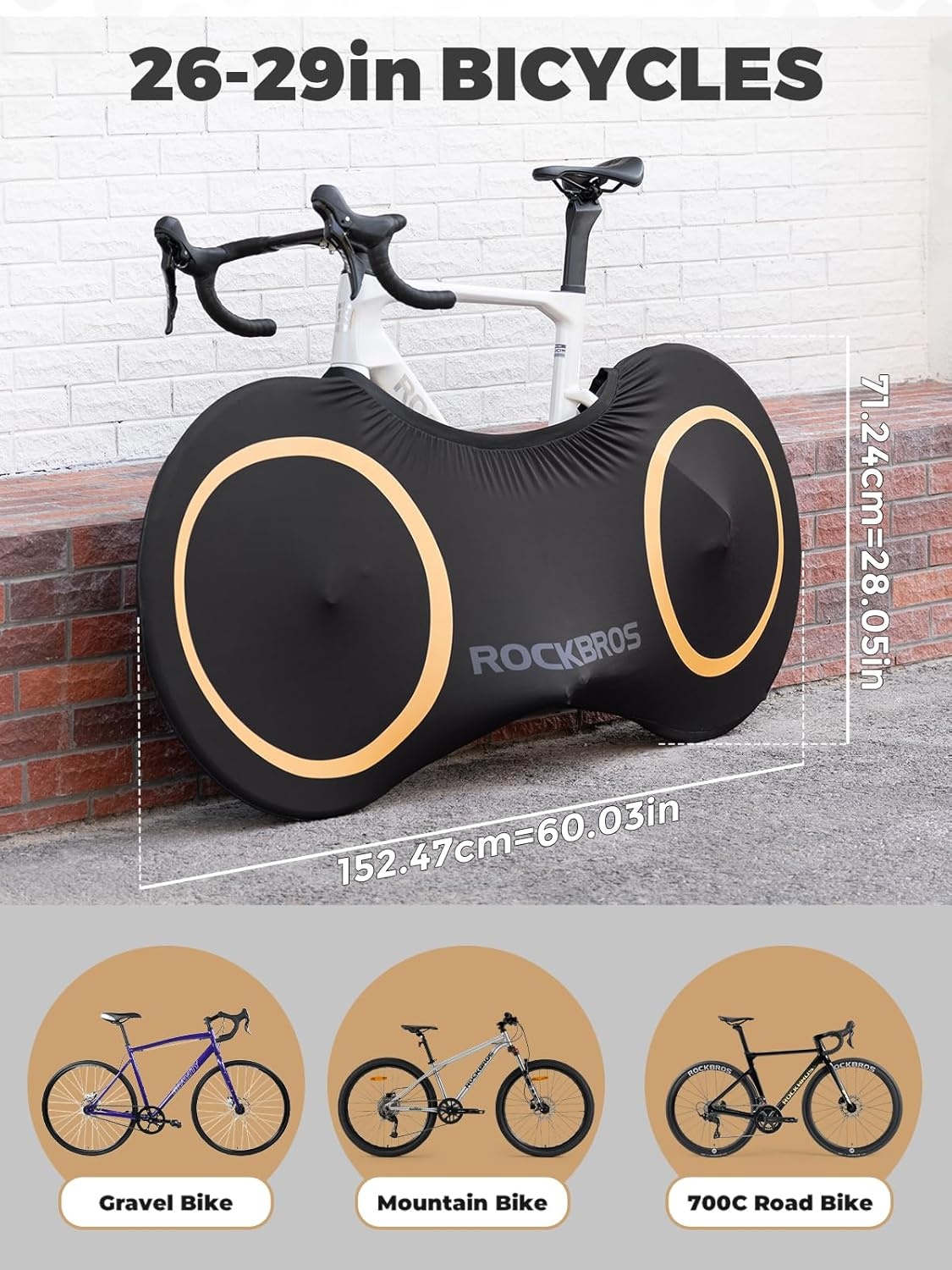 image:imageROCKBROS Bike Wheel Cover Indoor Dustproof High Elastic Bicycle Wheel Cover for 2429 700c Mountain Bikes510014002