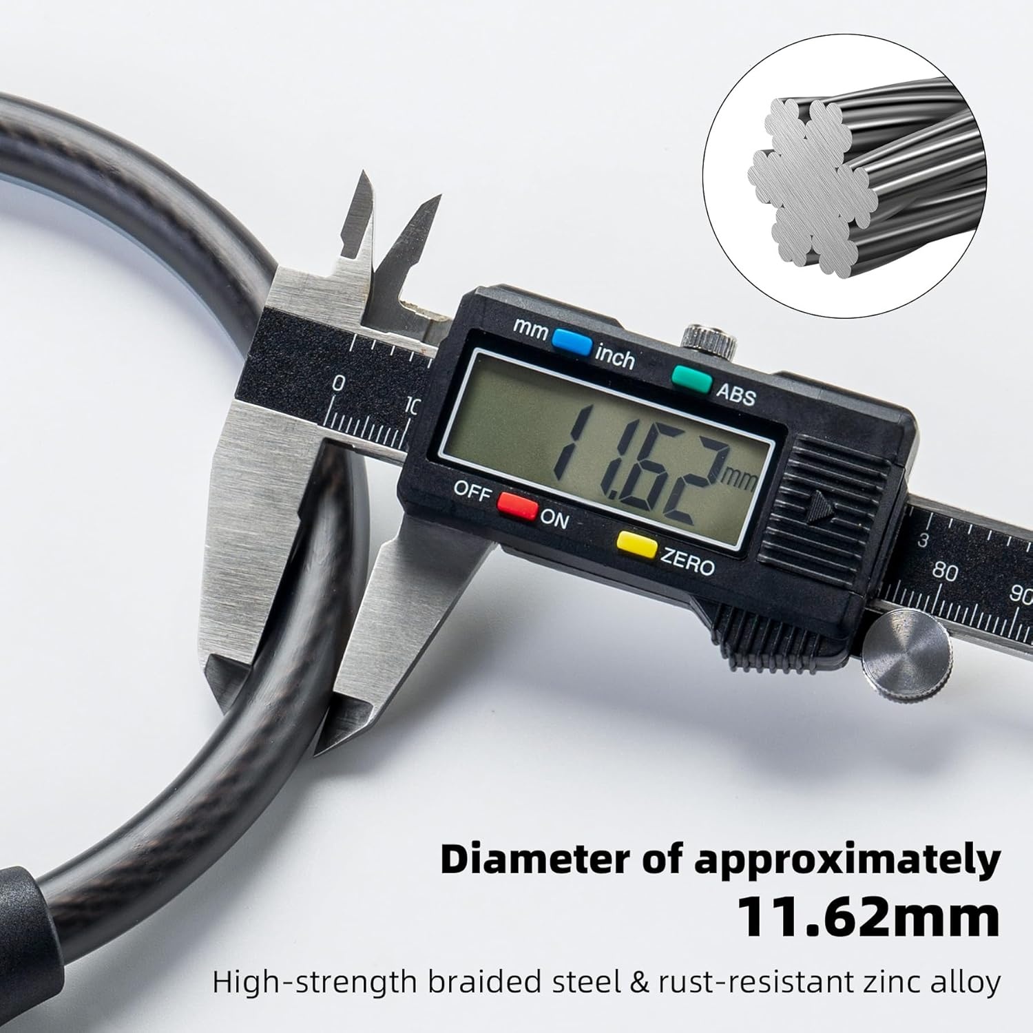 image:imageROCKBROS Cable Lock Combination Bike Lock 4 Digit Mini Lock 114 Long Resettable Cable Lock AntiTheft Accessories Black