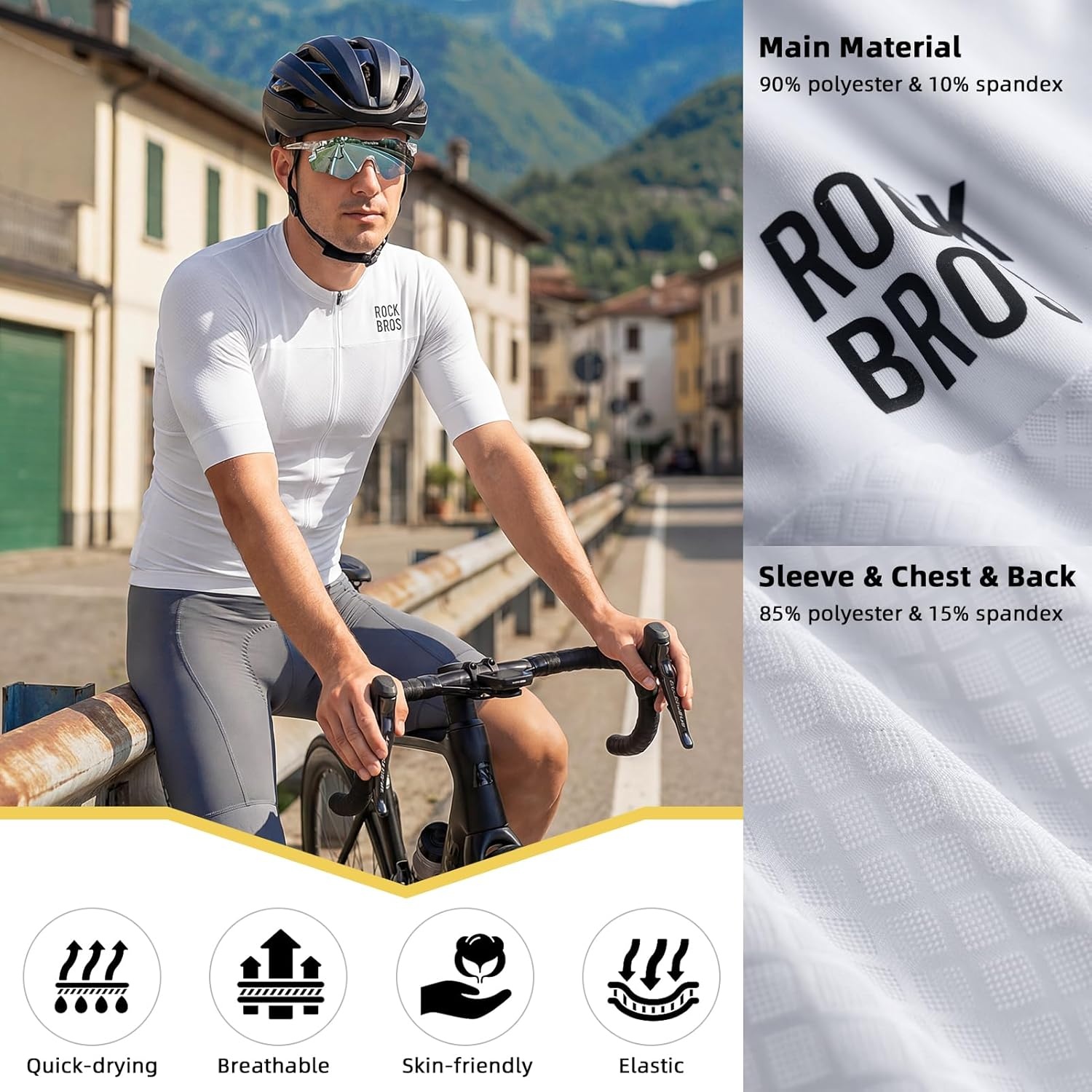 image:imageROCKBROS Cycling Jersey Men Short Sleeve Breathable amp Quick Dry Cycling Jersey for Summer Ergonomic amp Elastic Road Bike