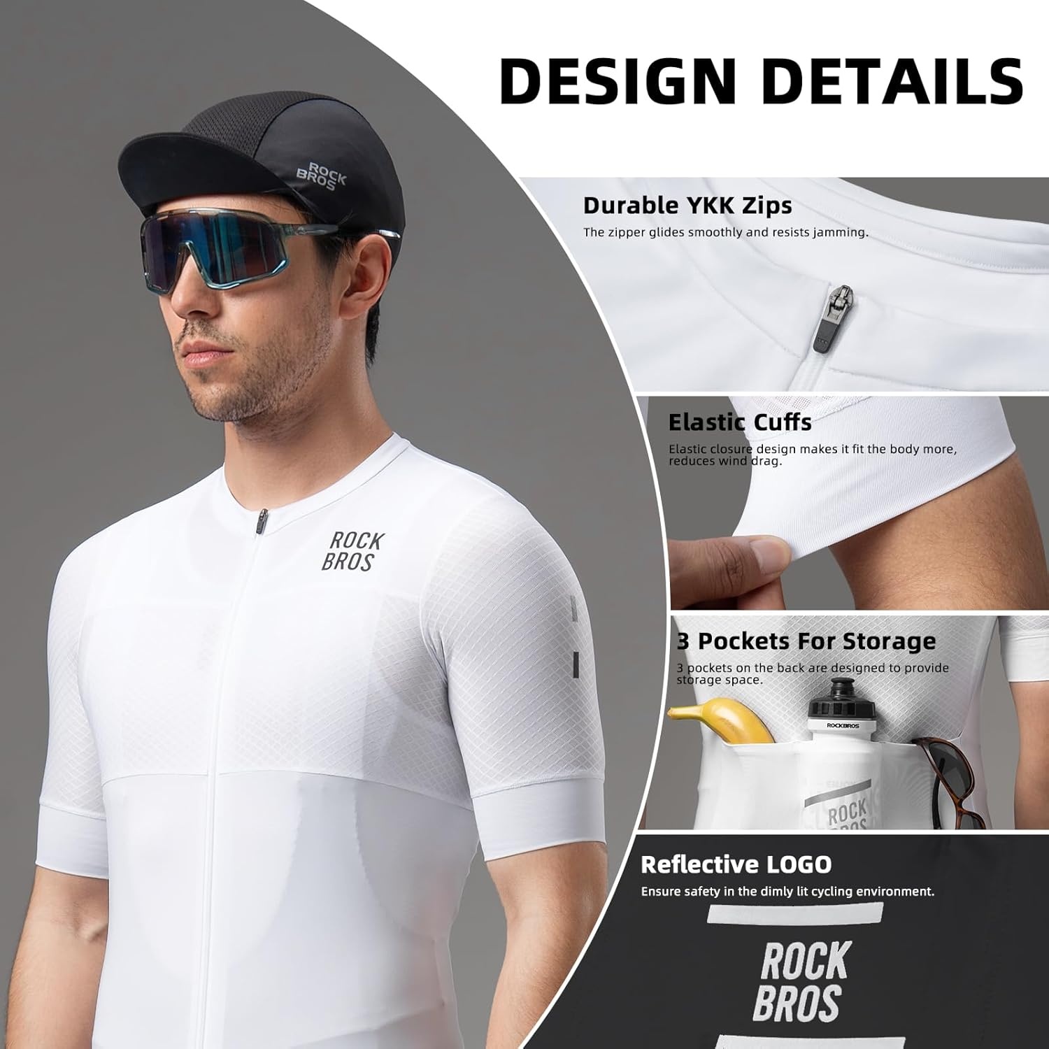 image:imageROCKBROS Cycling Jersey Men Short Sleeve Breathable amp Quick Dry Cycling Jersey for Summer Ergonomic amp Elastic Road Bike
