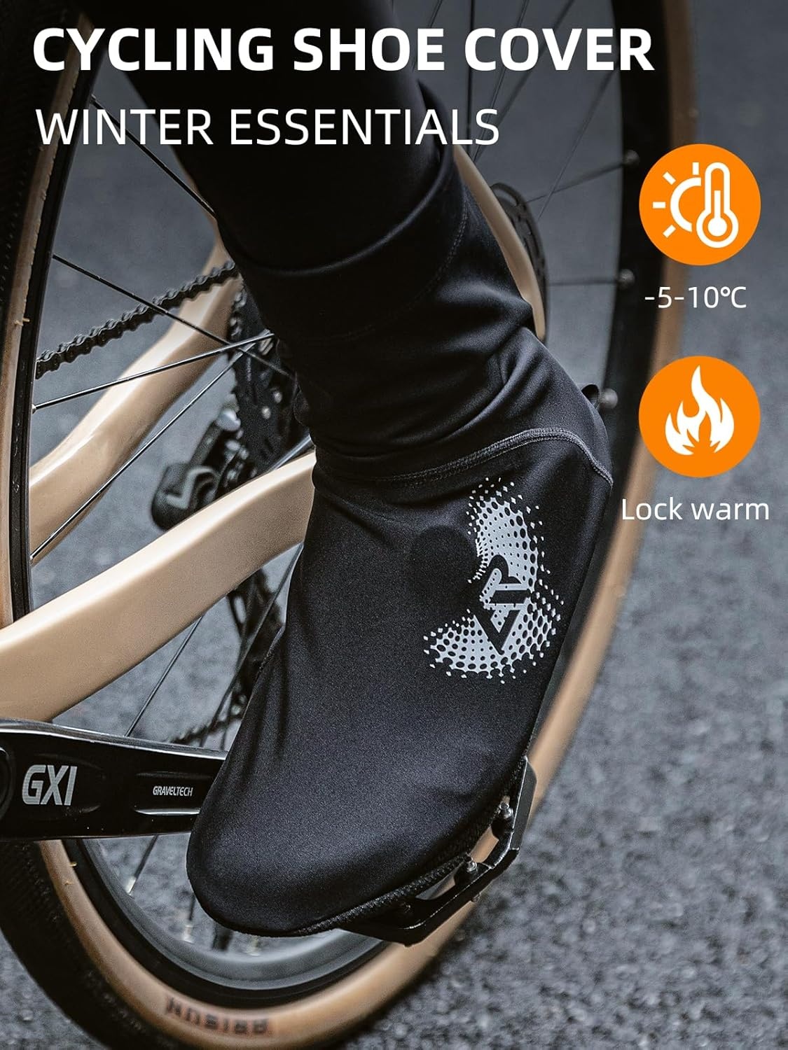 image:imageROCKBROS Cycling Shoe Covers Winter Thermal Windproof Full Bicycle Overshoes for Men and Women Mountain Road Bike Shoes Water ResistantSmall