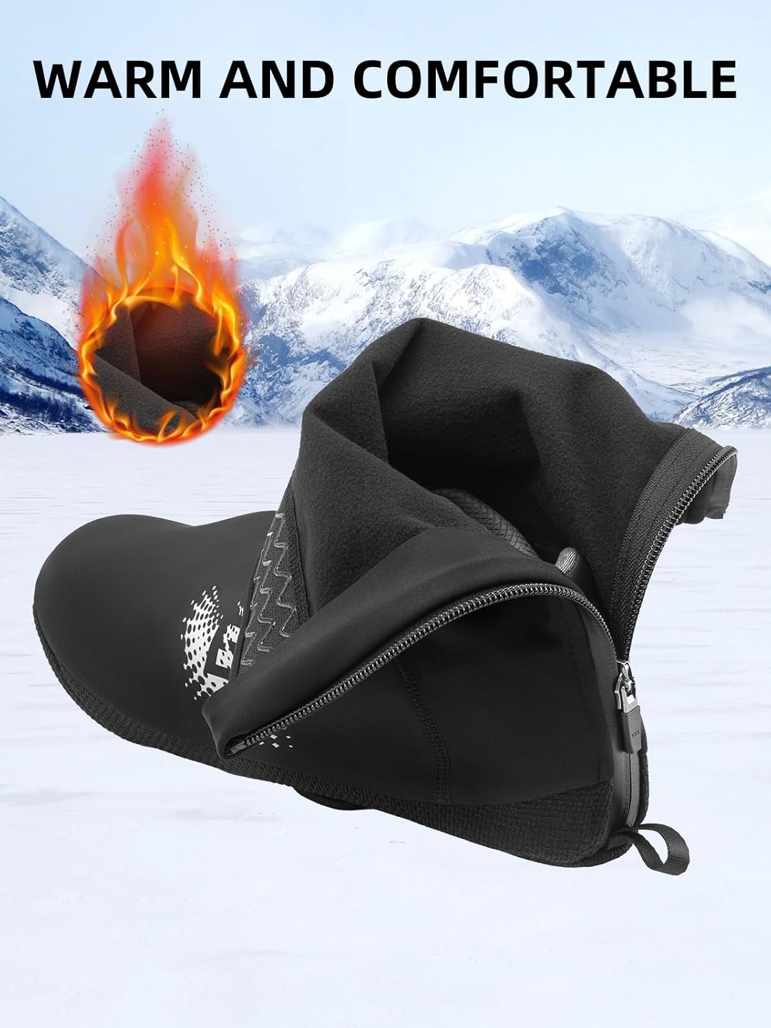 image:imageROCKBROS Cycling Shoe Covers Winter Thermal Windproof Full Bicycle Overshoes for Men and Women Mountain Road Bike Shoes Water ResistantXSmall