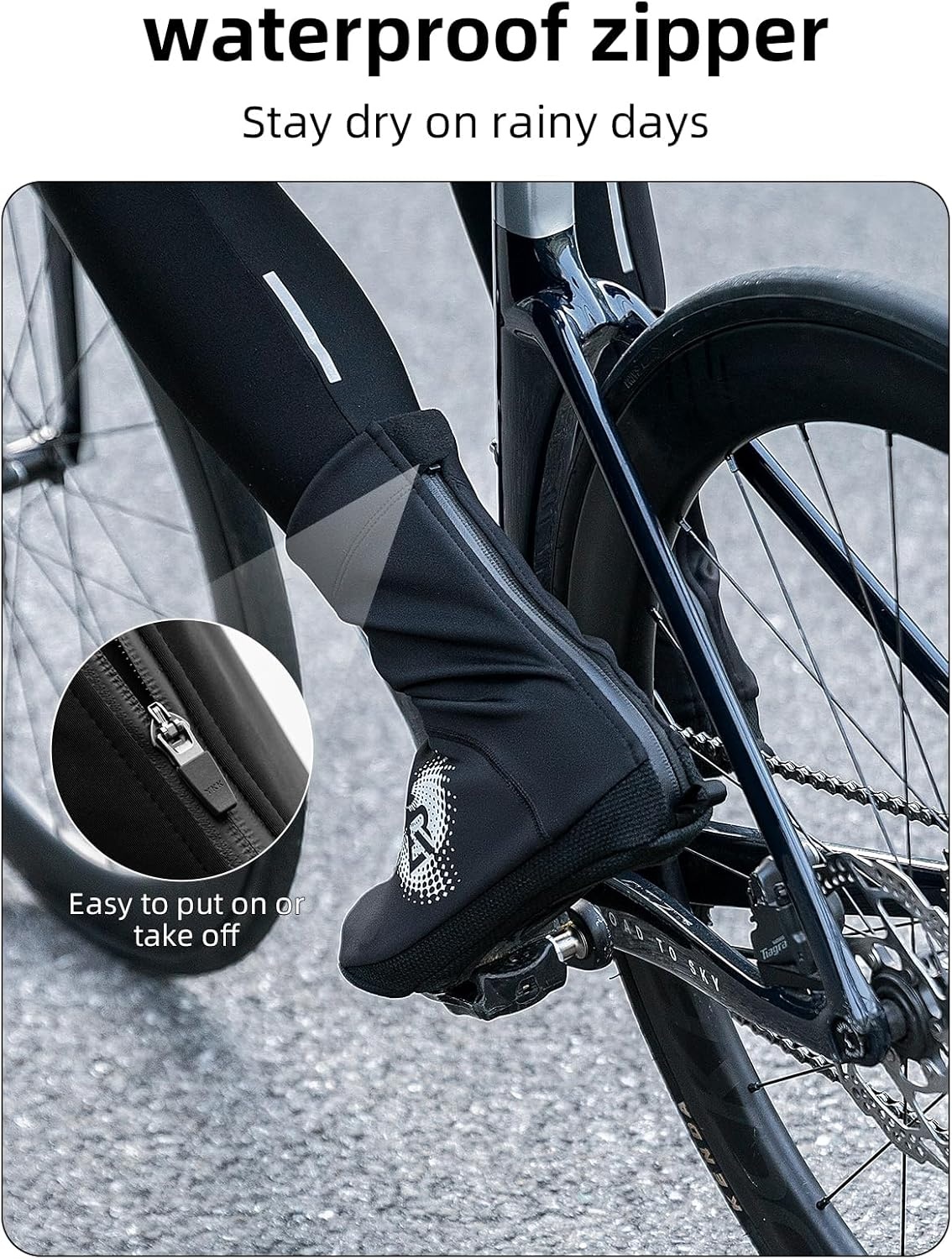 image:imageROCKBROS Cycling Shoe Covers Winter Thermal Windproof Full Bicycle Overshoes for Men and Women Mountain Road Bike Shoes Water ResistantXSmall