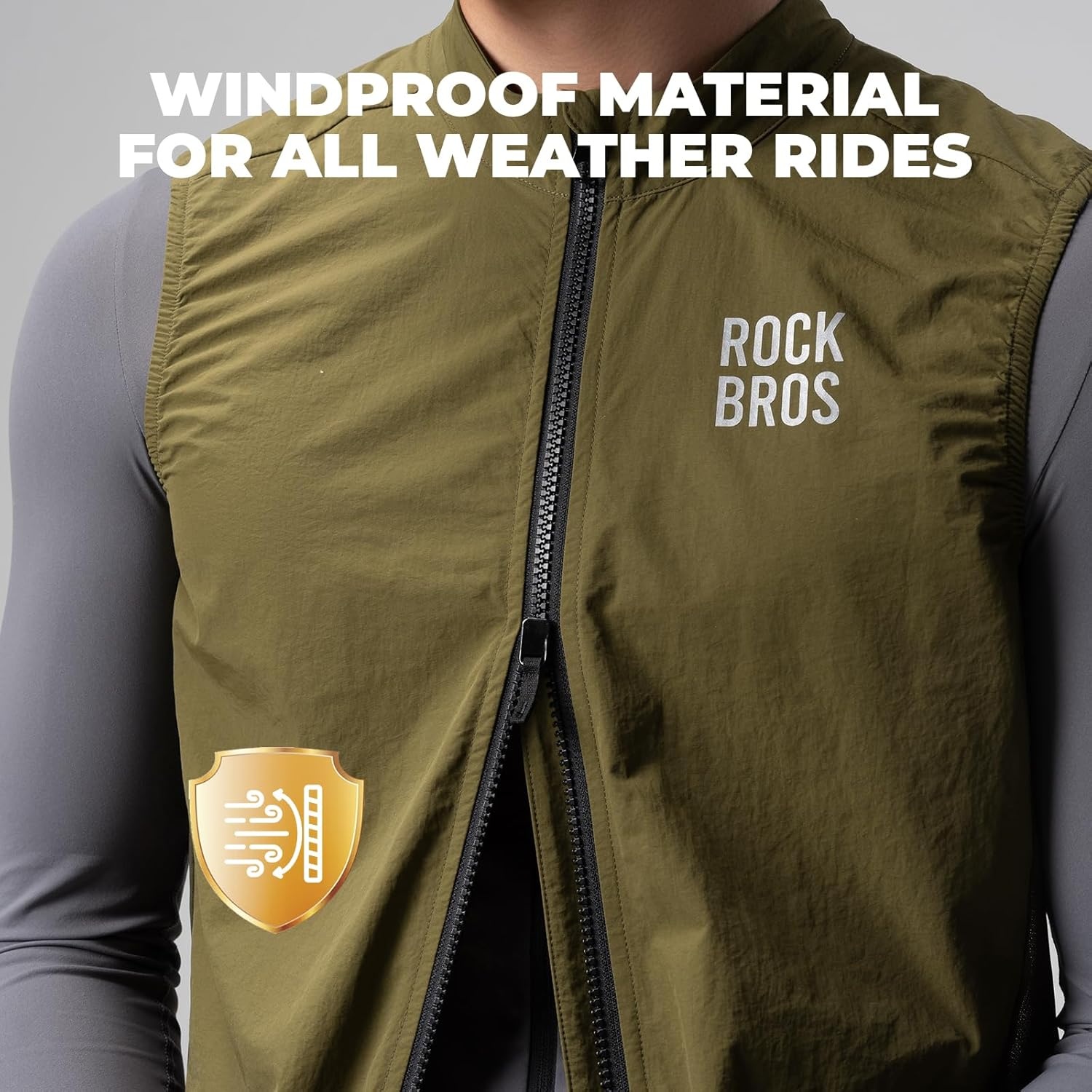 image:imageROCKBROS Cycling Wind Vest Sleeveless Biking Vest Windbreaker Vest for Men Cooling amp Lightweight Vest Gilet for RunningBlack