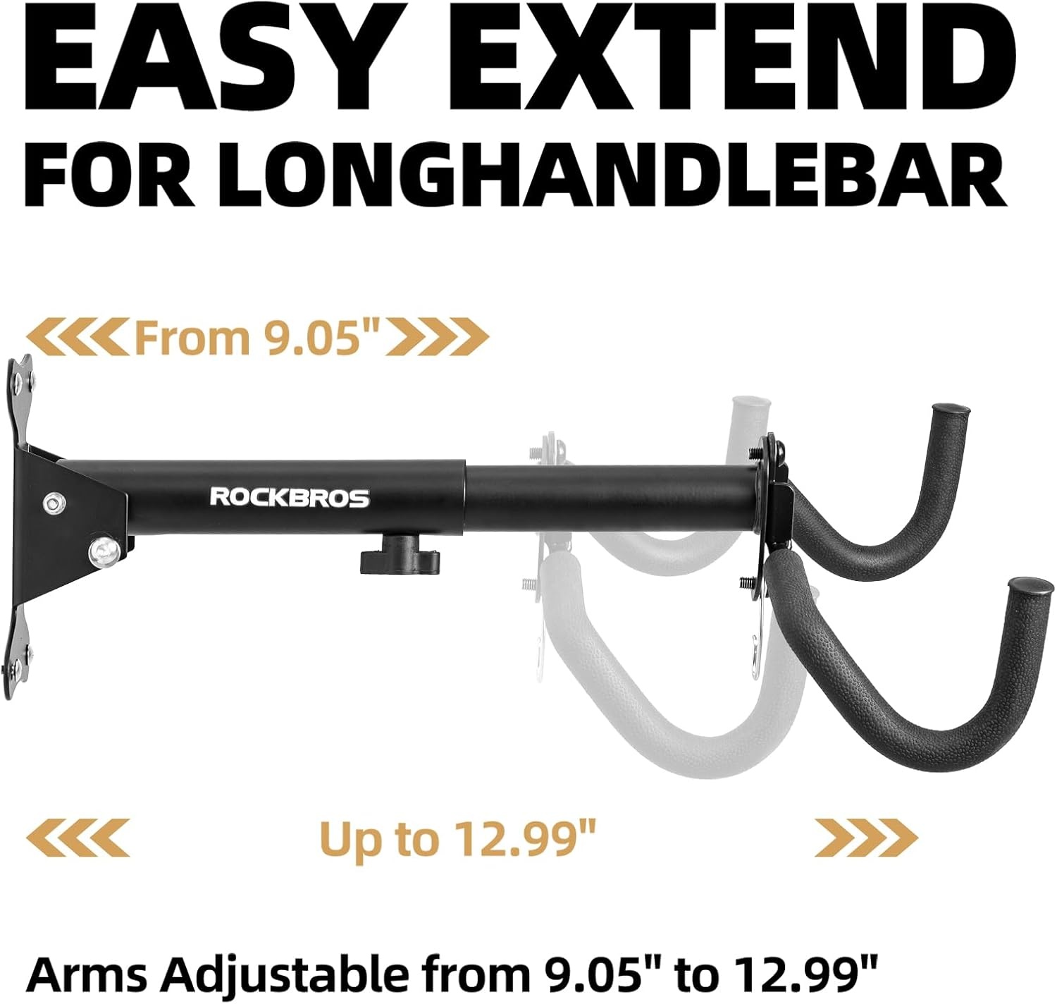 image:imageROCKBROS Horizontal Bike Wall Mount Adjustable Wall Bike Mount Hanger with 55lb Capacity Mountain Road Bike Bicycle Rack for Garage