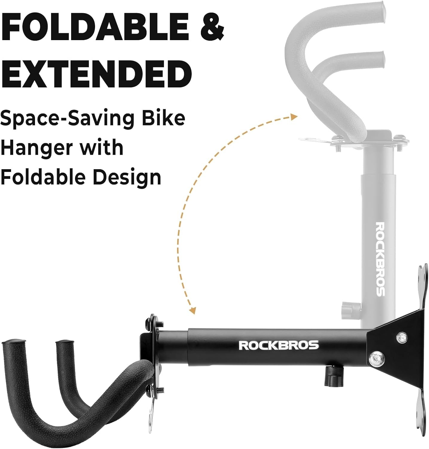 image:imageROCKBROS Horizontal Bike Wall Mount Adjustable Wall Bike Mount Hanger with 55lb Capacity Mountain Road Bike Bicycle Rack for Garage