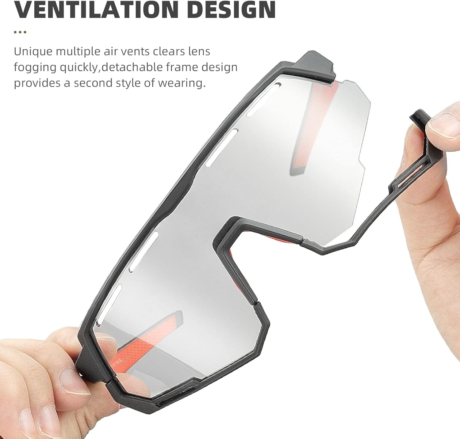 image:imageROCKBROS Mountain Bike Glasses for Men Cycling Glasses with Interchangeable Polarized Photochromic Lenses Sport Sunglasses