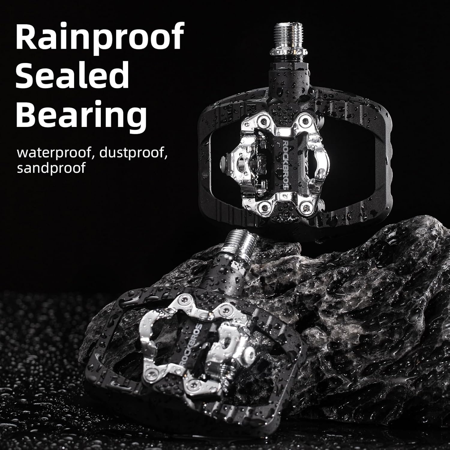 image:imageROCKBROS Mountain Bike Pedals Dual Function Sealed Clipless Flat Platform Compatible with SPD Bicycle Pedals for Mountain Bike MTB Pedals Flat