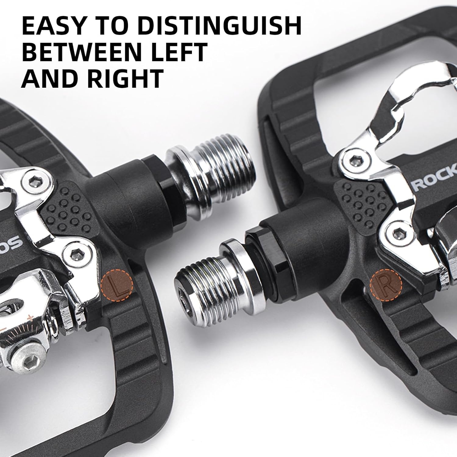 image:imageROCKBROS Mountain Bike Pedals Dual Function Sealed Clipless Flat Platform Compatible with SPD Bicycle Pedals for Mountain Bike MTB Pedals Flat