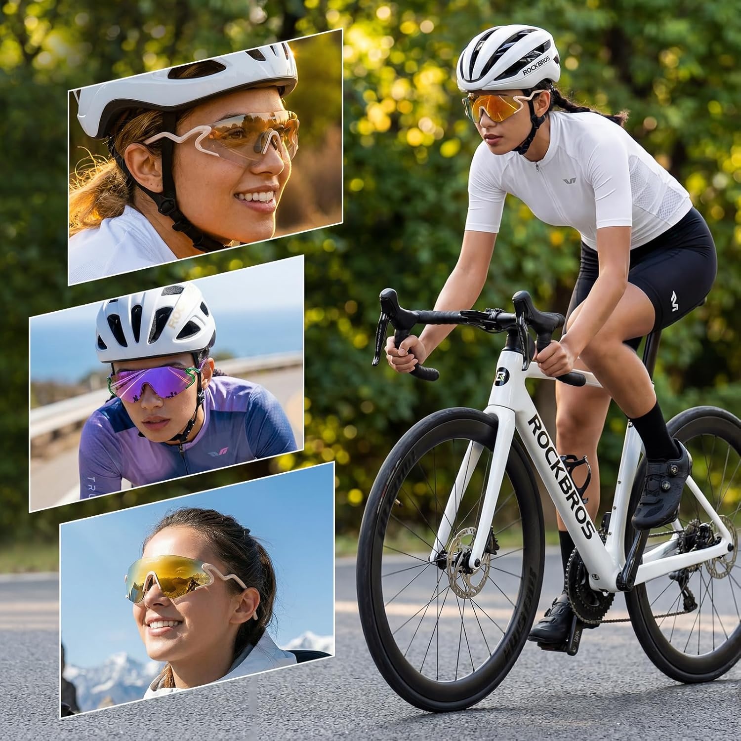 image:imageROCKBROS Photochromic Cycling Glasses for Men Women 24g Unique Temples amp Raised Frame UV400 Bike GlassesGreenpurple