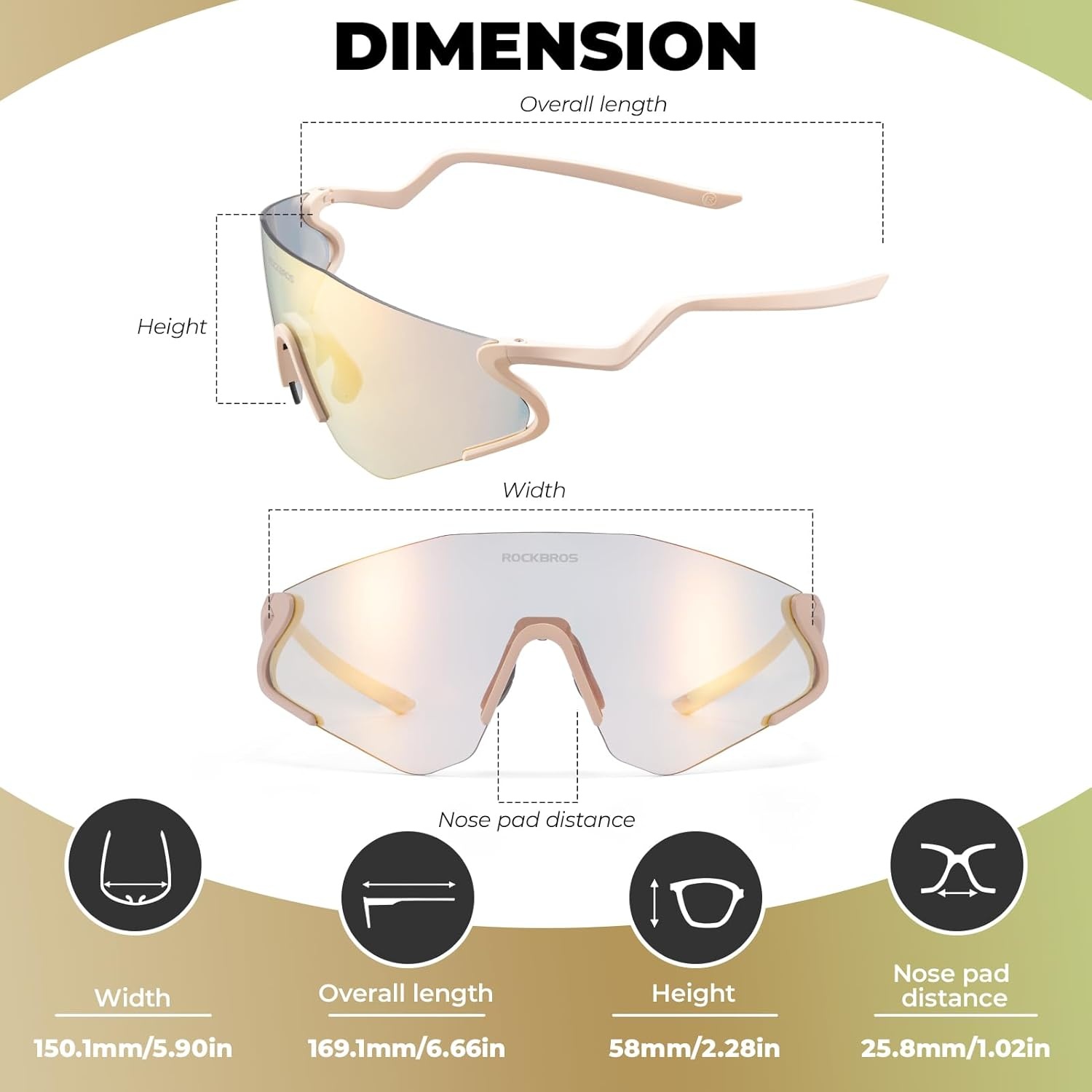 image:imageROCKBROS Photochromic Cycling Glasses for Men Women 24g Unique Temples amp Raised Frame UV400 Bike GlassesMatte Nude