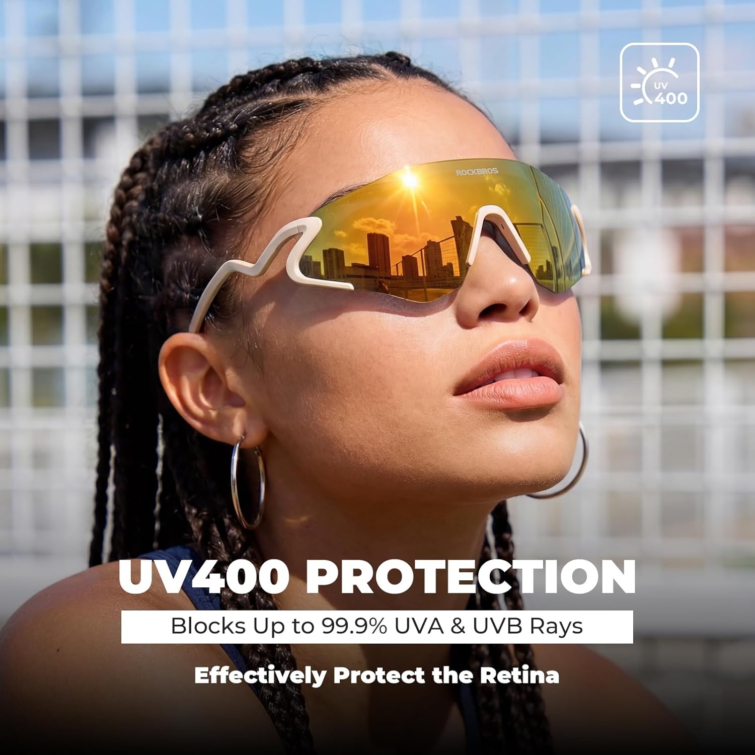 image:imageROCKBROS Photochromic Cycling Glasses for Men Women 24g Unique Temples amp Raised Frame UV400 Bike GlassesMatte Nude