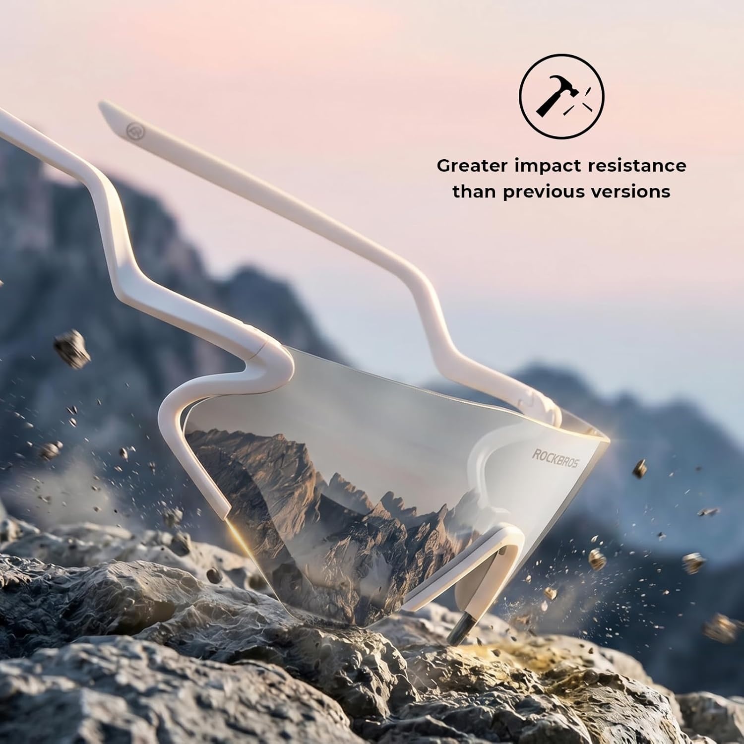 image:imageROCKBROS Photochromic Cycling Glasses for Men Women 24g Unique Temples amp Raised Frame UV400 Bike GlassesMatte White