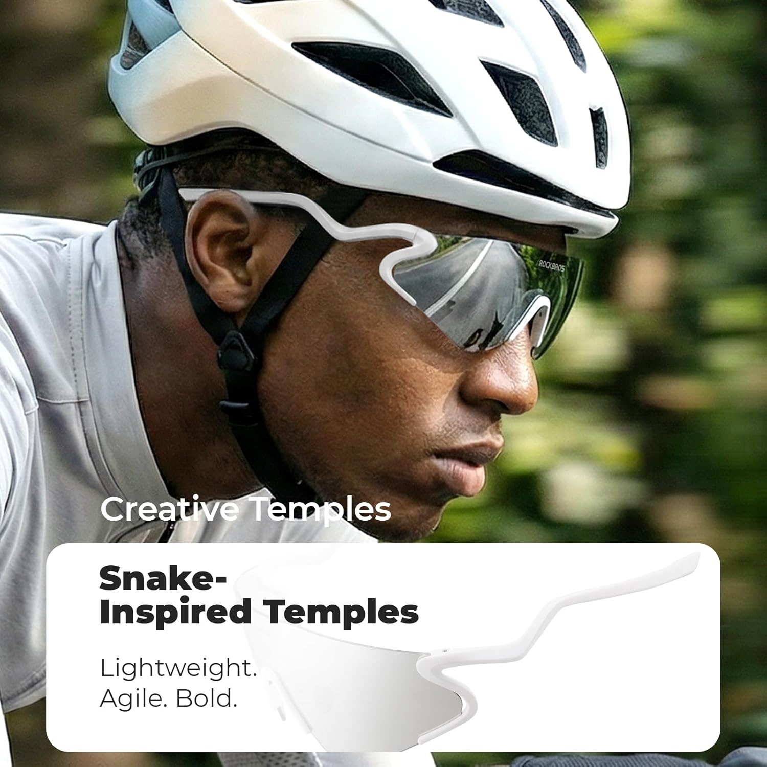 image:imageROCKBROS Photochromic Cycling Glasses for Men Women 24g Unique Temples amp Raised Frame UV400 Bike GlassesMatte White