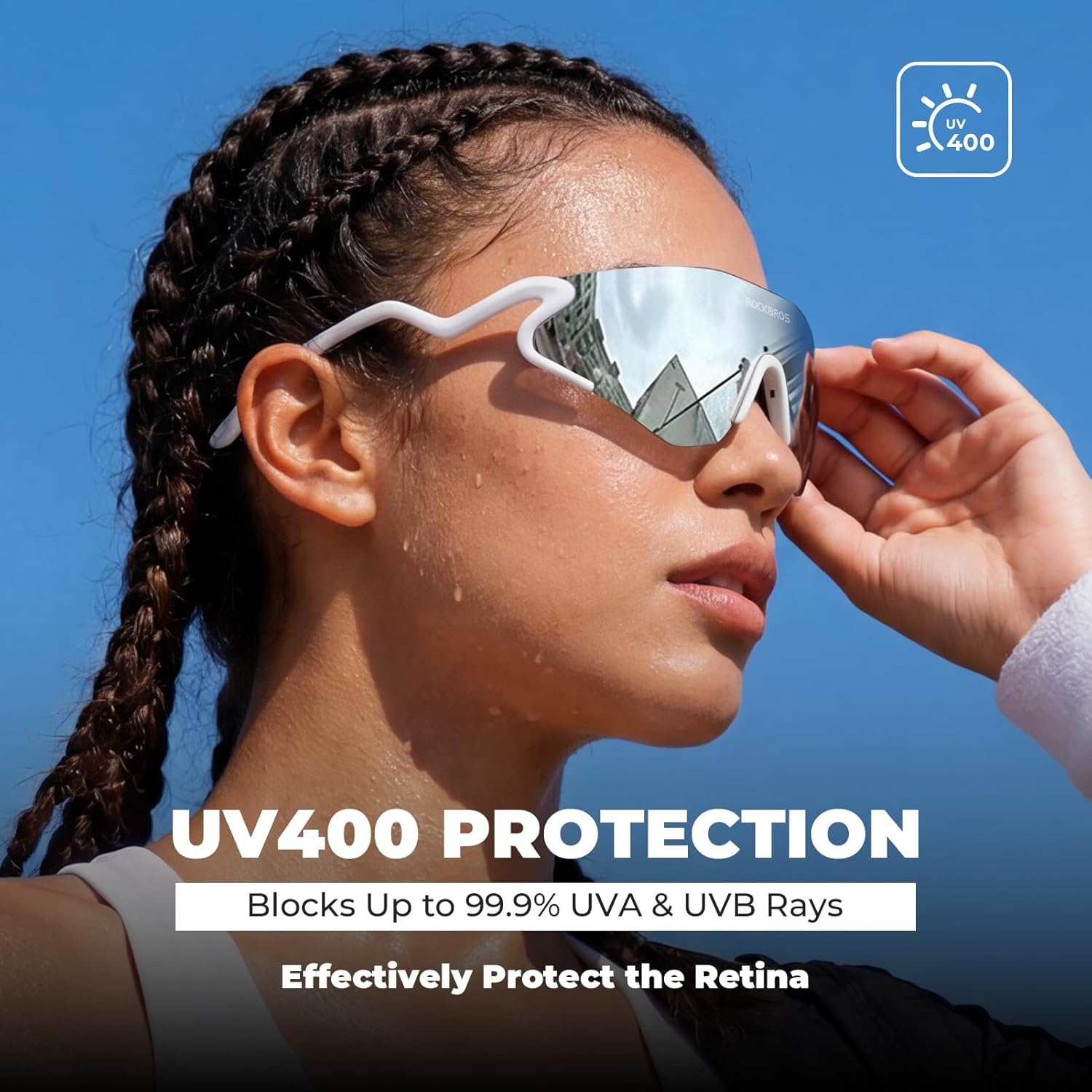image:imageROCKBROS Photochromic Cycling Glasses for Men Women 24g Unique Temples amp Raised Frame UV400 Bike GlassesMatte White