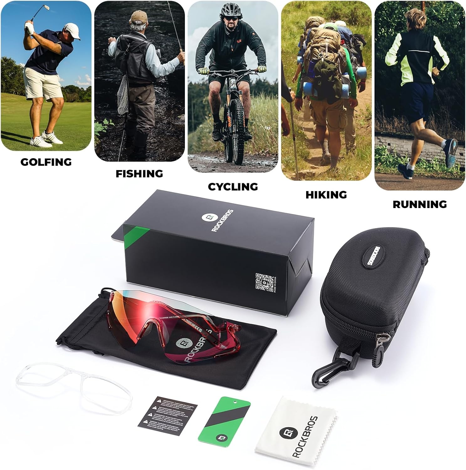 image:imageROCKBROS Photochromic Cycling Glasses for Men Women 24g Unique Temples amp Raised Frame UV400 Bike GlassesTransparent Green