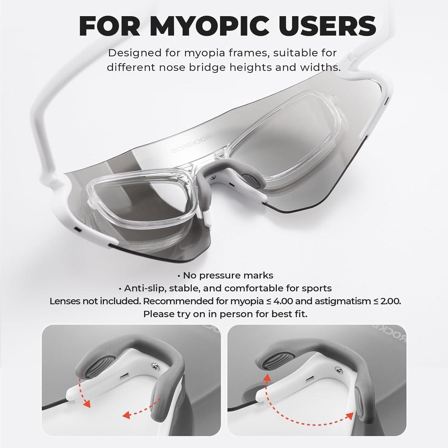 image:imageROCKBROS Photochromic Cycling Glasses for Men Women 24g Unique Temples amp Raised Frame UV400 Bike GlassesTransparent Red