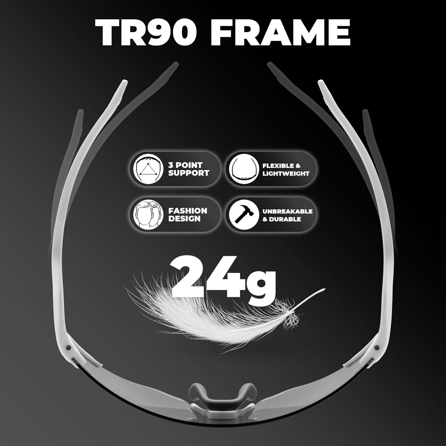 image:imageROCKBROS Photochromic Safety Glasses Transition Cycling Glasses for Men Women Sports Sunglasses for Running PickleballSilver Photochromic Lens Matte White Frame