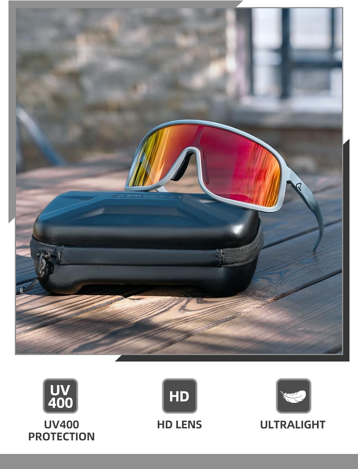 image:imageROCKBROS Polarized Cycling Glasses Baseball Sunglasses Polarized Sunglasses for Men Womens UV400 Sports SunglassesGray Gradientred