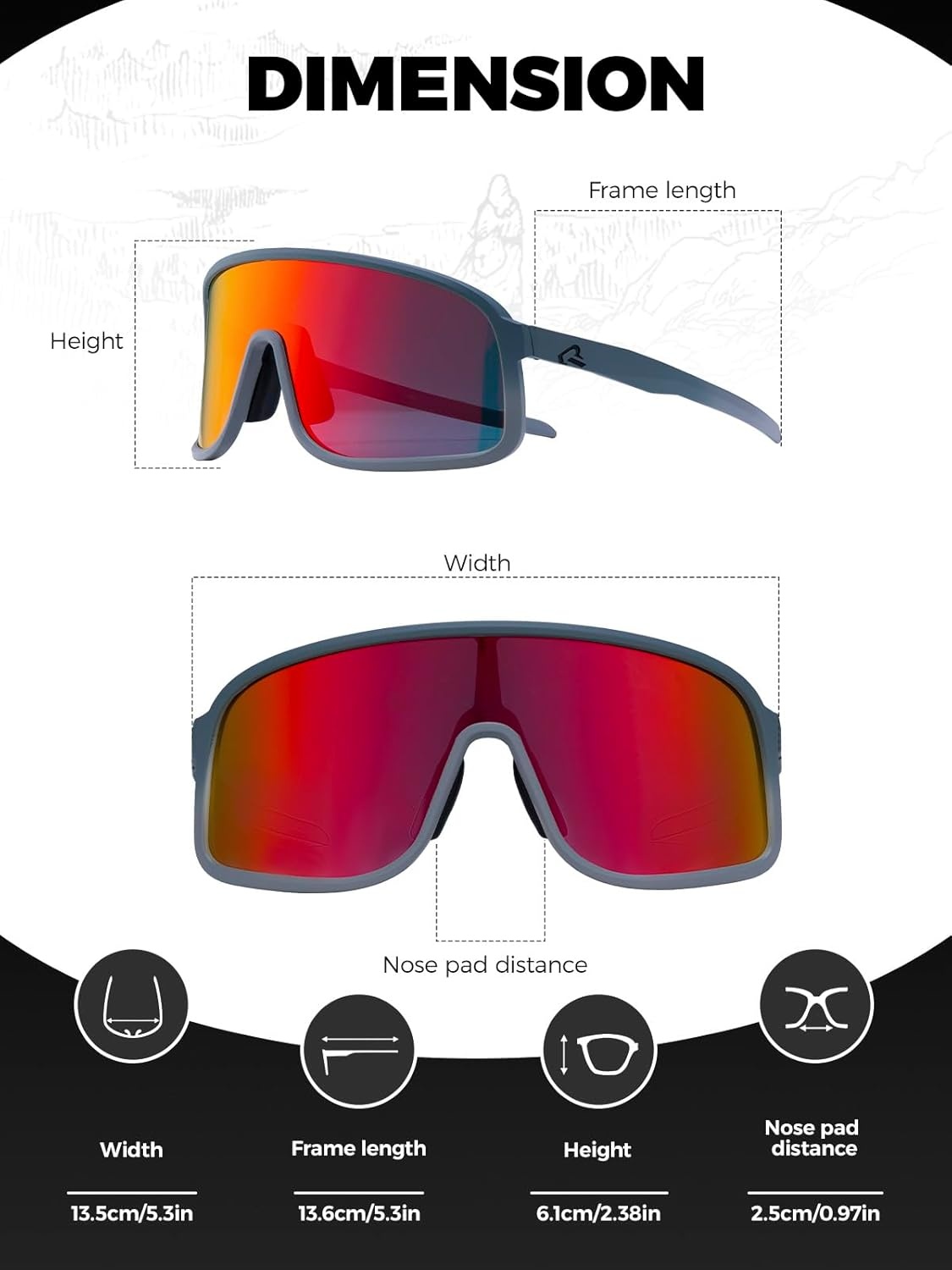 image:imageROCKBROS Polarized Cycling Glasses Baseball Sunglasses Polarized Sunglasses for Men Womens UV400 Sports SunglassesGray Gradientred