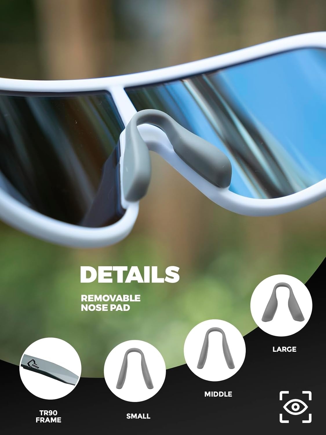 image:imageROCKBROS Polarized Cycling Glasses Baseball Sunglasses Polarized Sunglasses for Men Womens UV400 Sports SunglassesWhiteblue