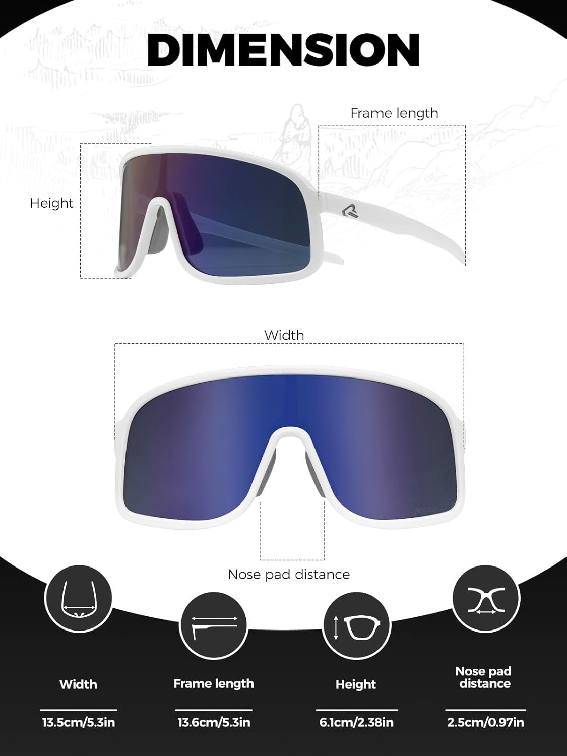 image:imageROCKBROS Polarized Cycling Glasses Baseball Sunglasses Polarized Sunglasses for Men Womens UV400 Sports SunglassesWhitepurple