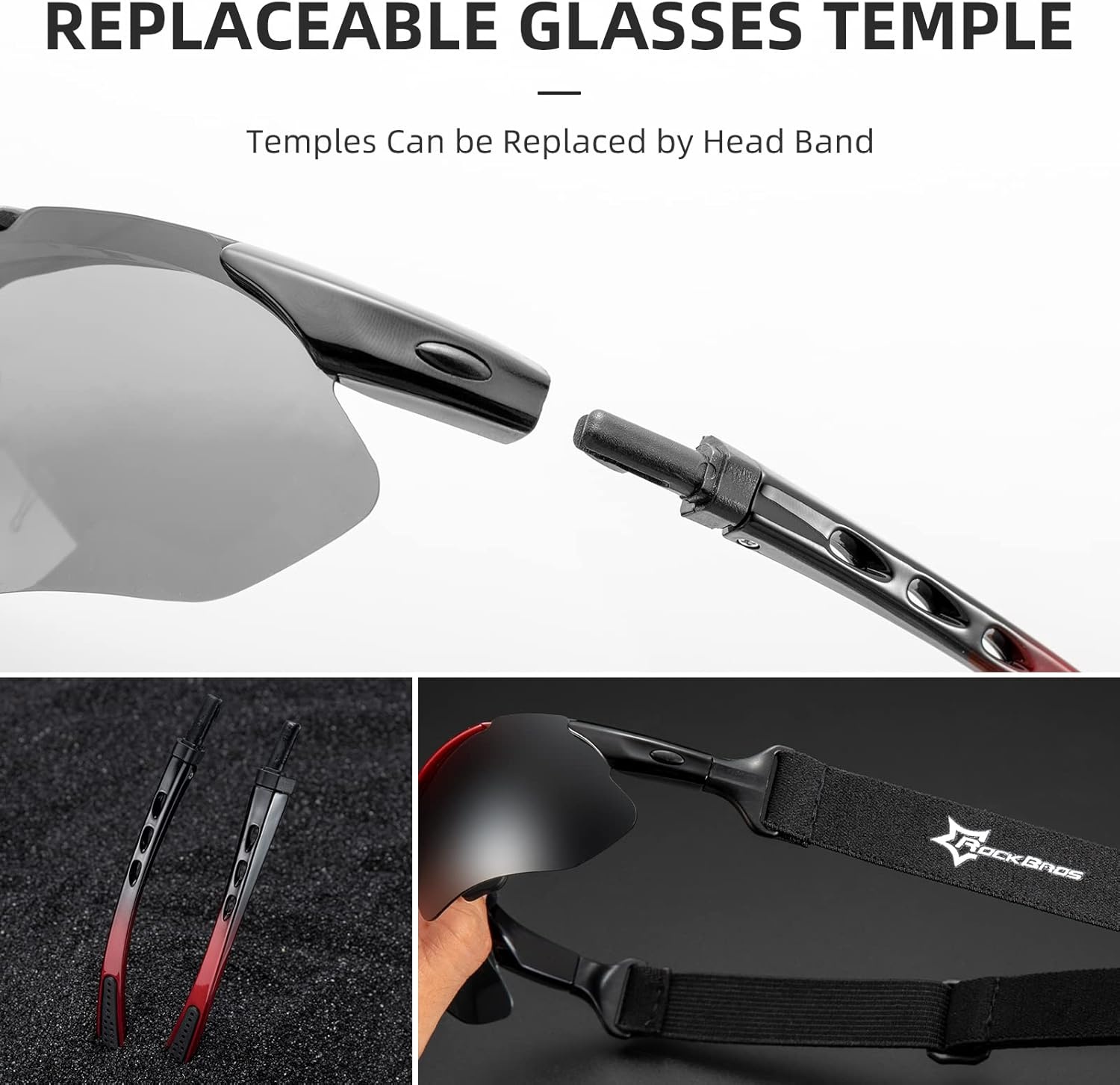 image:imageROCKBROS Polarized Cycling Glasses for Men Sports Glasses with 5 Interchangeable Lens for Running Pickleball BaseballBlue