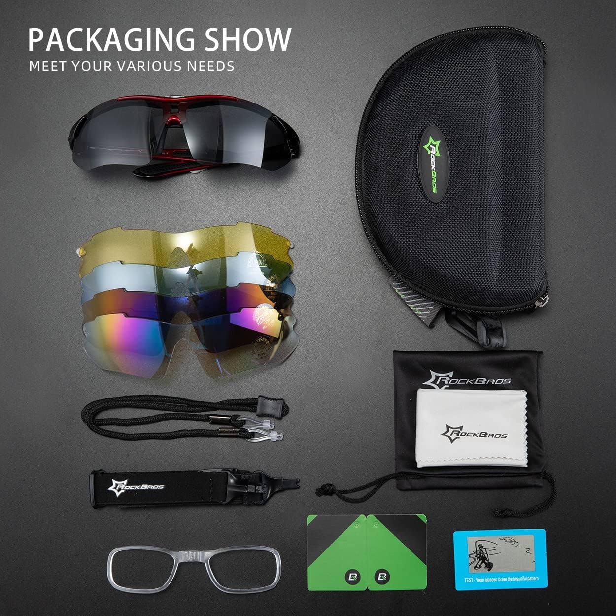 image:imageROCKBROS Polarized Cycling Glasses for Men Sports Glasses with 5 Interchangeable Lens for Running Pickleball BaseballBlue