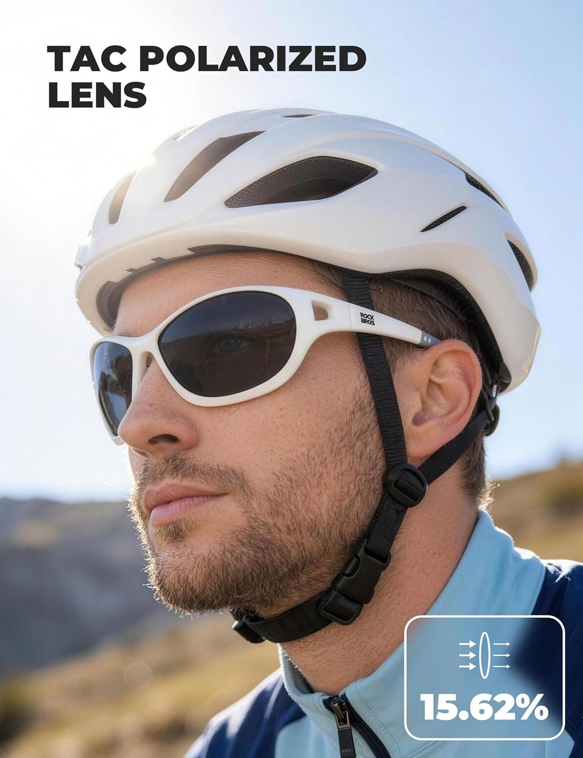 image:imageROCKBROS Polarized Sports Sunglasses for Men Women Ultralight TR90 UV400 Protection Cycling GlassesGlossy Pearl White Grey Lens