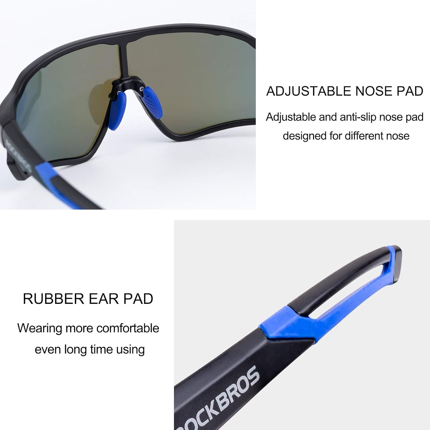 image:imageROCKBROS Polarized Sunglasses UV Protection for Women Men Cycling SunglassesBlack Blue
