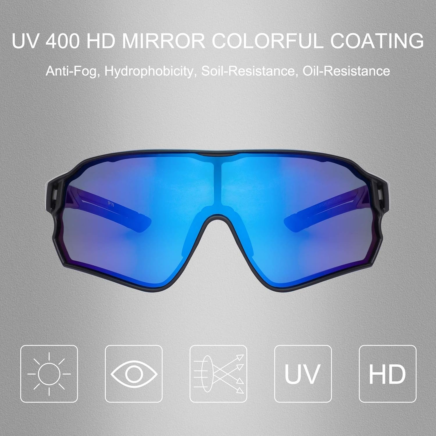 image:imageROCKBROS Polarized Sunglasses UV Protection for Women Men Cycling SunglassesBlack Blue