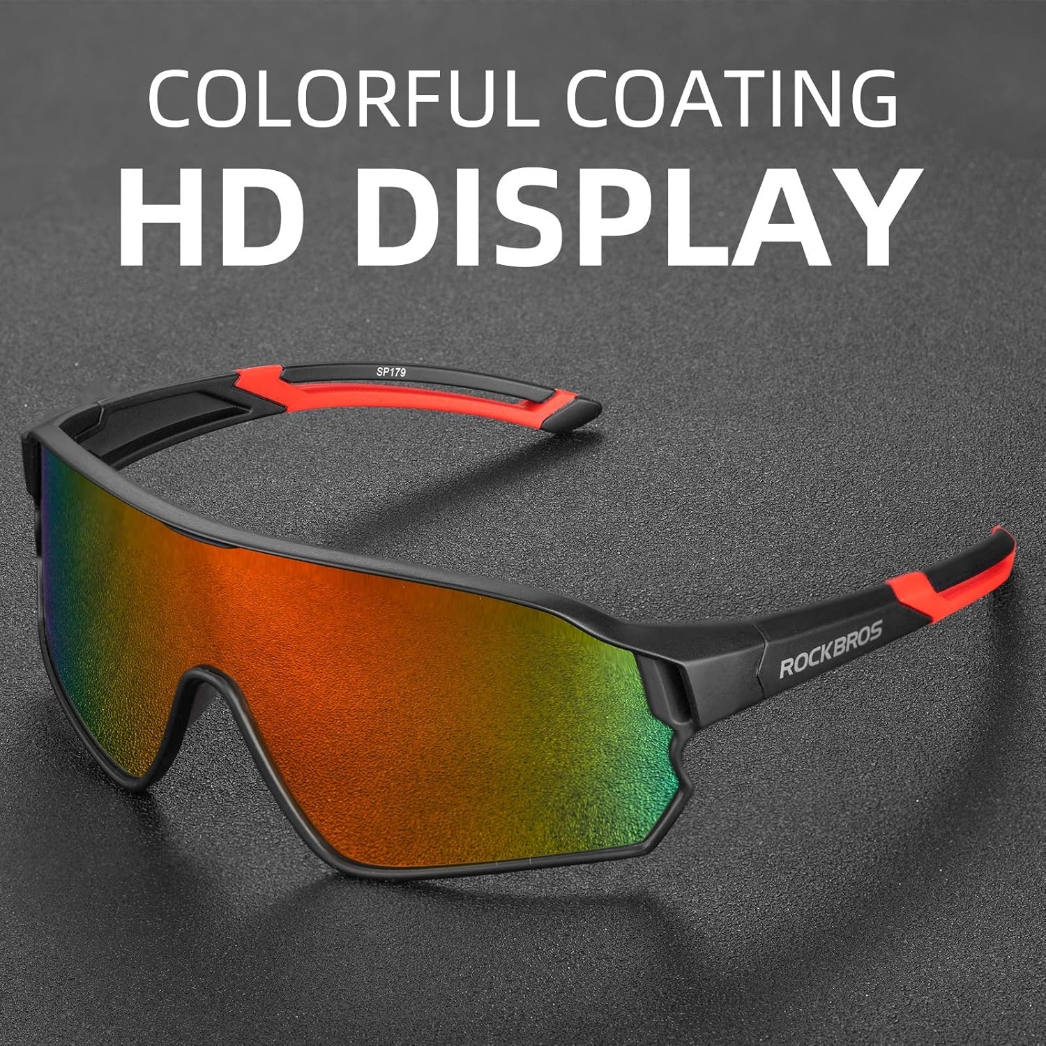 image:imageROCKBROS Polarized Sunglasses UV Protection for Women Men Cycling SunglassesBlack Red