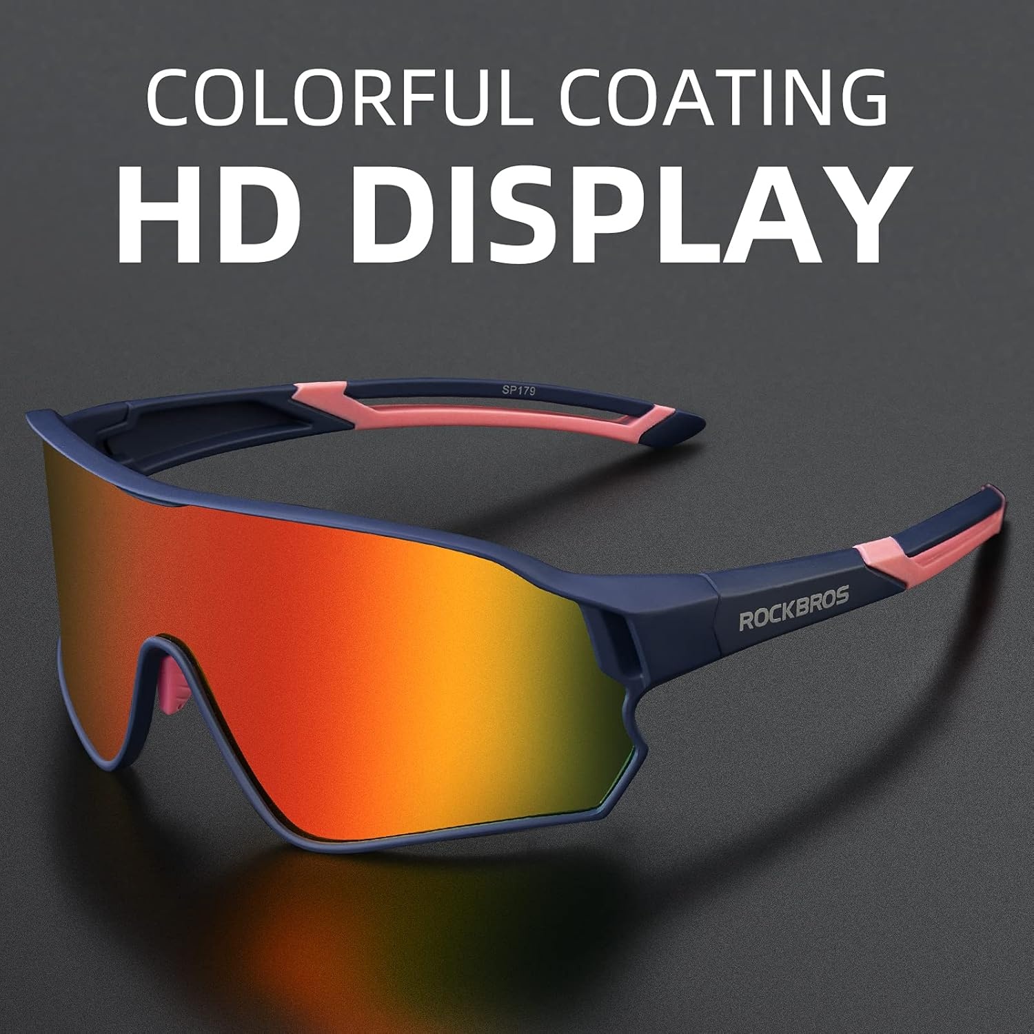 image:imageROCKBROS Polarized Sunglasses UV Protection for Women Men Cycling SunglassesBule Pink