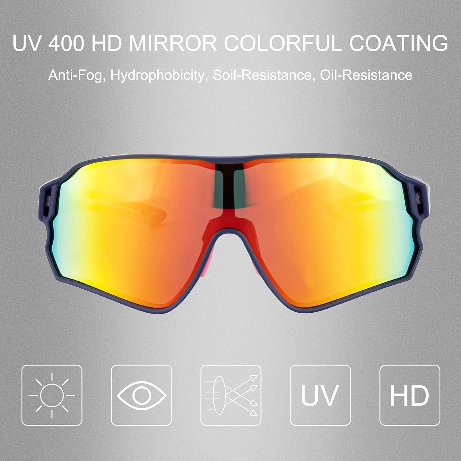 image:imageROCKBROS Polarized Sunglasses UV Protection for Women Men Cycling SunglassesBule Pink