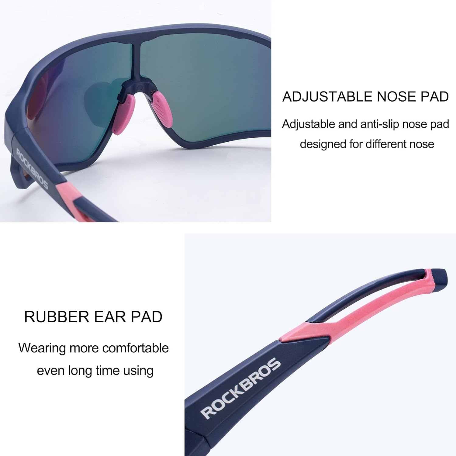 image:imageROCKBROS Polarized Sunglasses UV Protection for Women Men Cycling SunglassesBule Pink