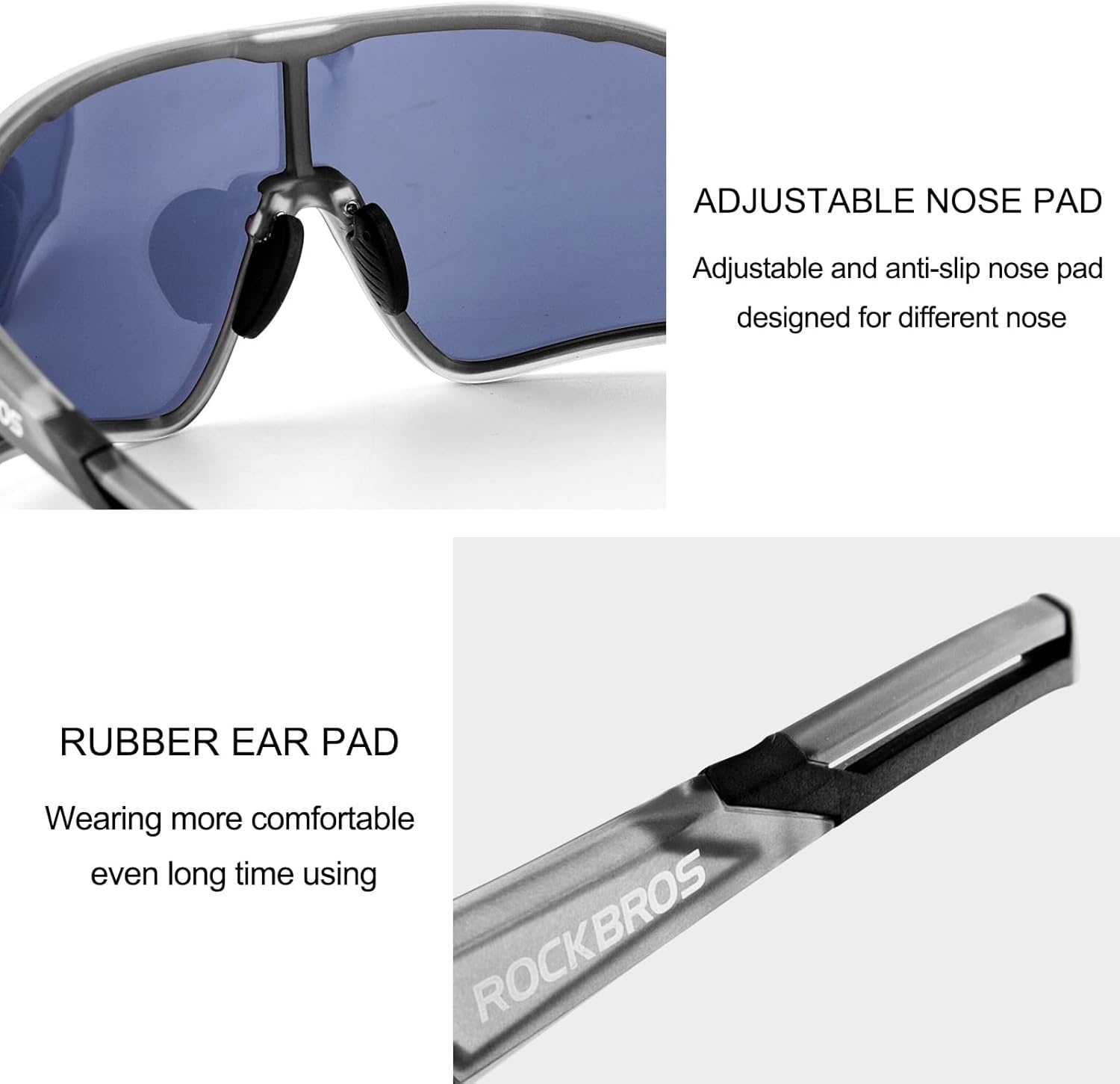 image:imageROCKBROS Polarized Sunglasses UV Protection for Women Men Cycling SunglassesGray Black