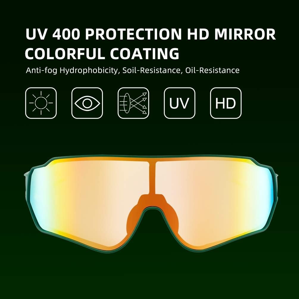 image:imageROCKBROS Polarized Sunglasses UV Protection for Women Men Cycling SunglassesGreen