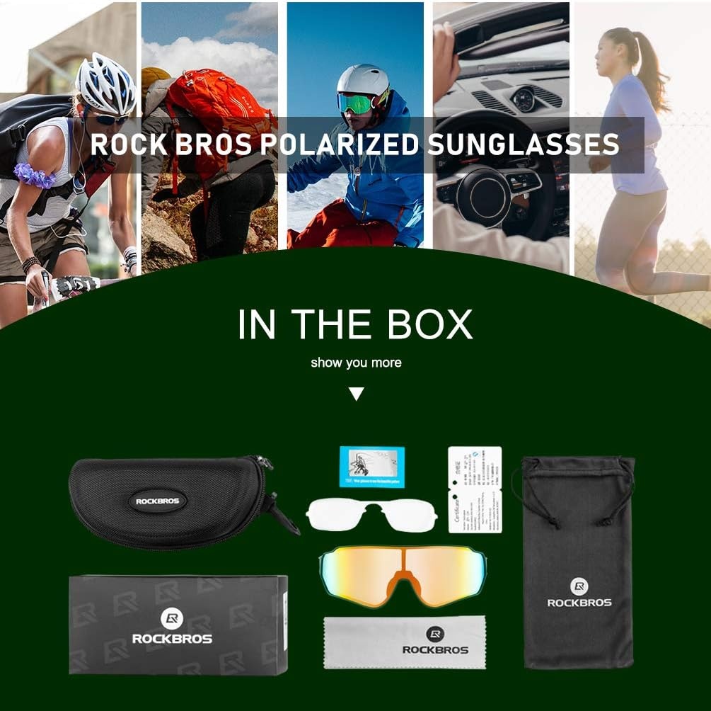 image:imageROCKBROS Polarized Sunglasses UV Protection for Women Men Cycling SunglassesGreen