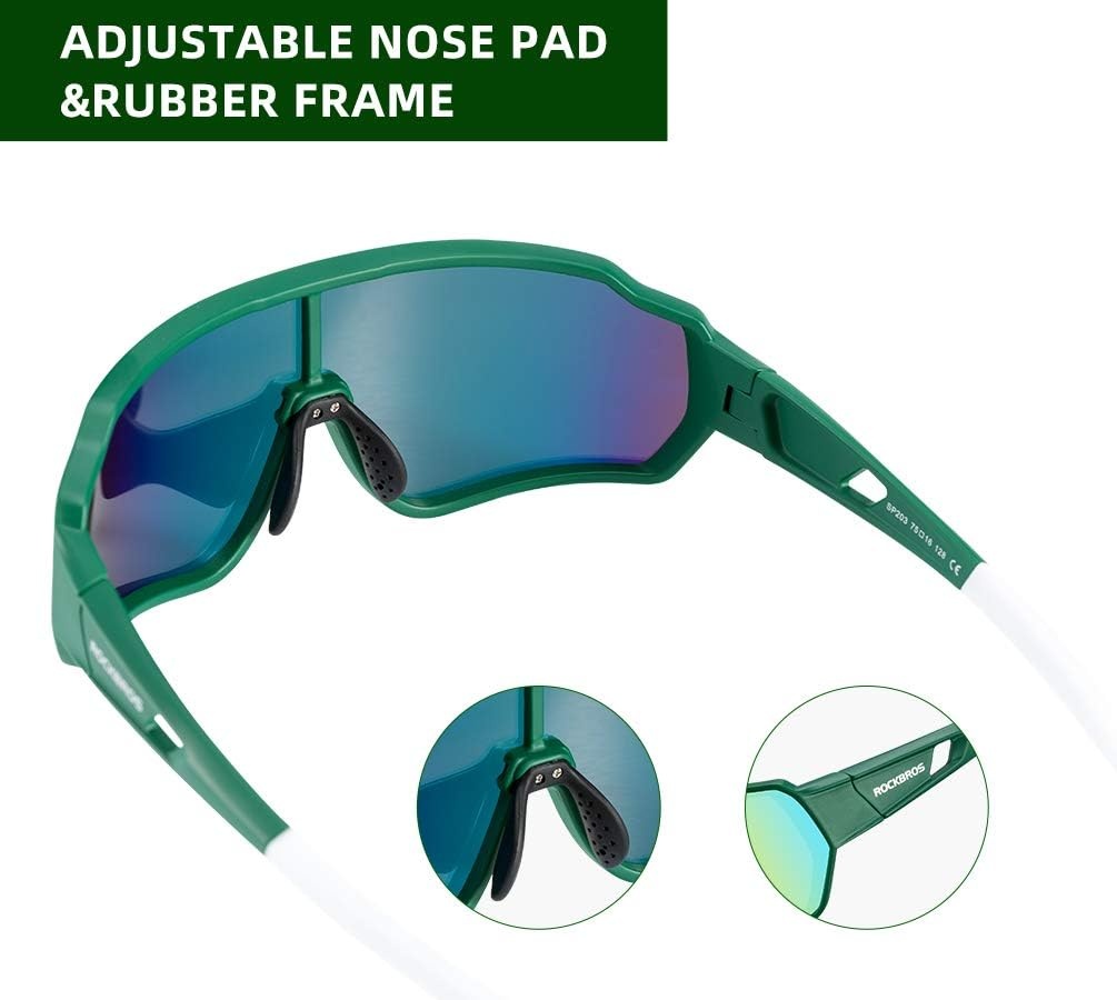 image:imageROCKBROS Polarized Sunglasses UV Protection for Women Men Cycling SunglassesGreen