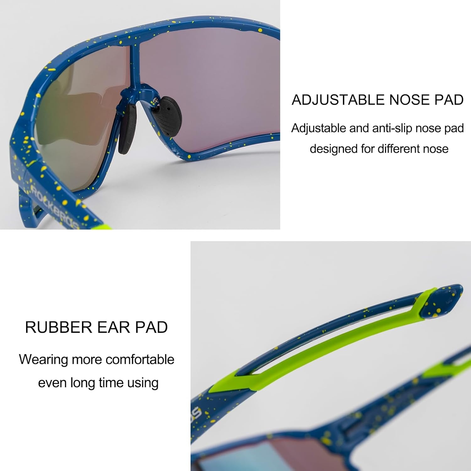 image:imageROCKBROS Polarized Sunglasses UV Protection for Women Men Cycling SunglassesSpotted Blue