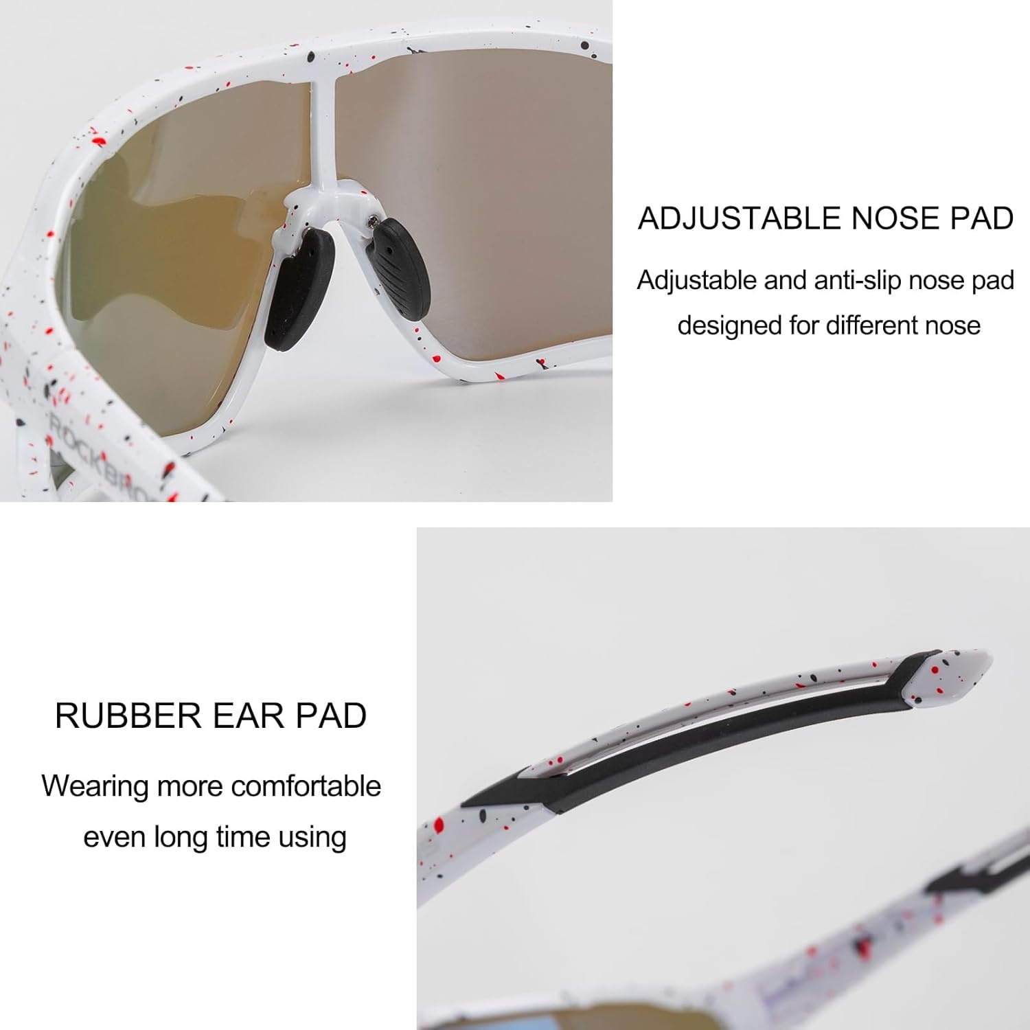 image:imageROCKBROS Polarized Sunglasses UV Protection for Women Men Cycling SunglassesSpotted White