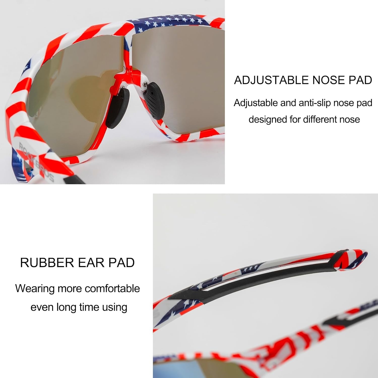 image:imageROCKBROS Polarized Sunglasses UV Protection for Women Men Cycling SunglassesUs Flagblue