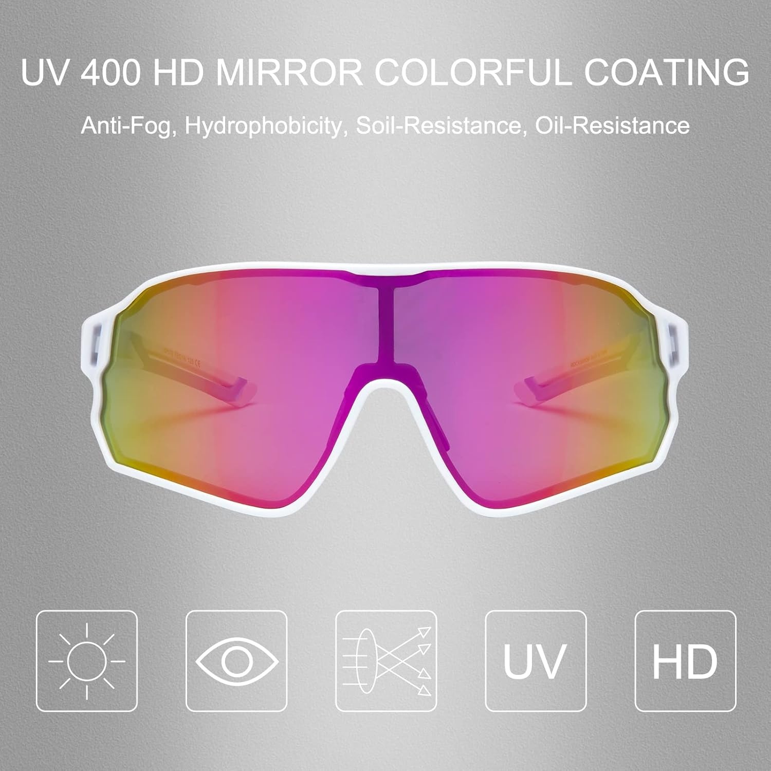 image:imageROCKBROS Polarized Sunglasses UV Protection for Women Men Cycling SunglassesWhite Pink