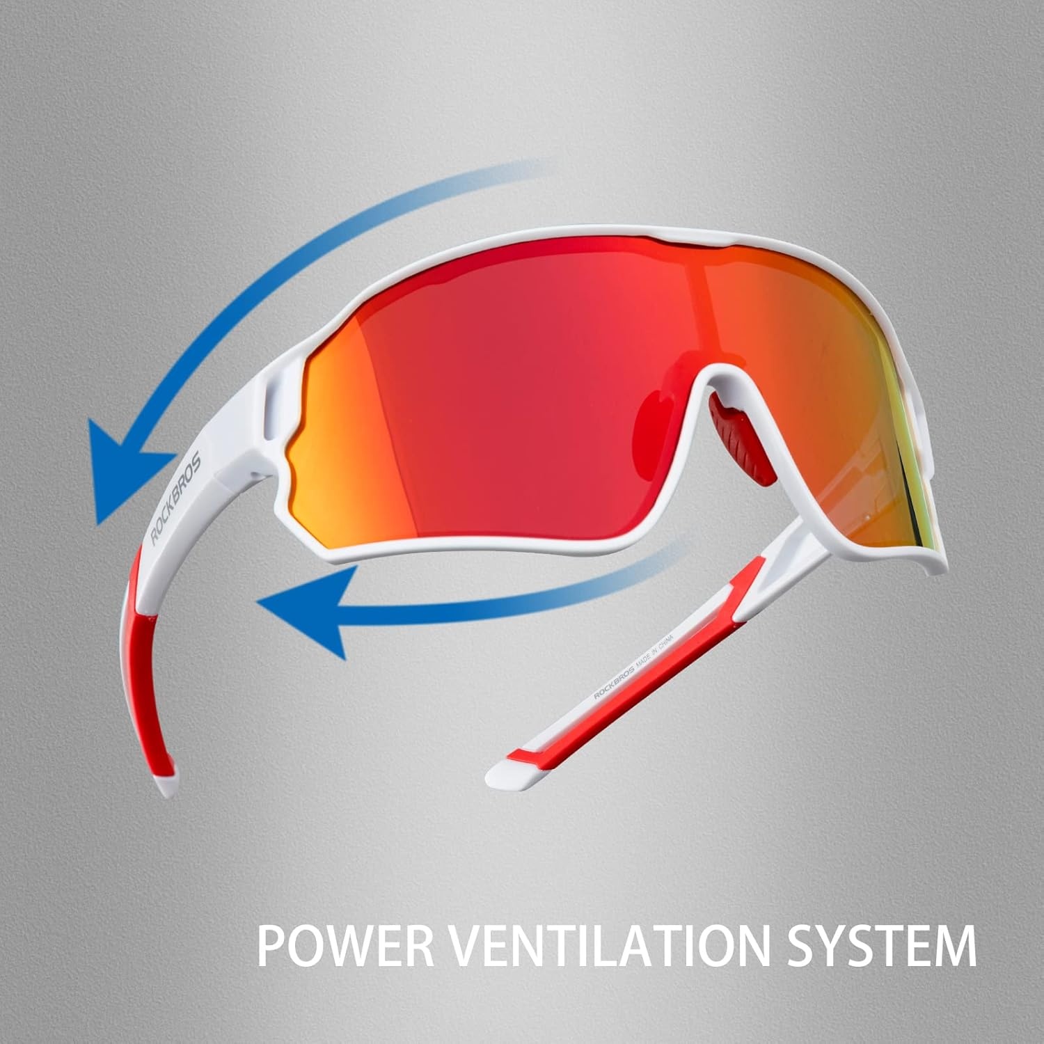 image:imageROCKBROS Polarized Sunglasses UV Protection for Women Men Cycling SunglassesWhite Red