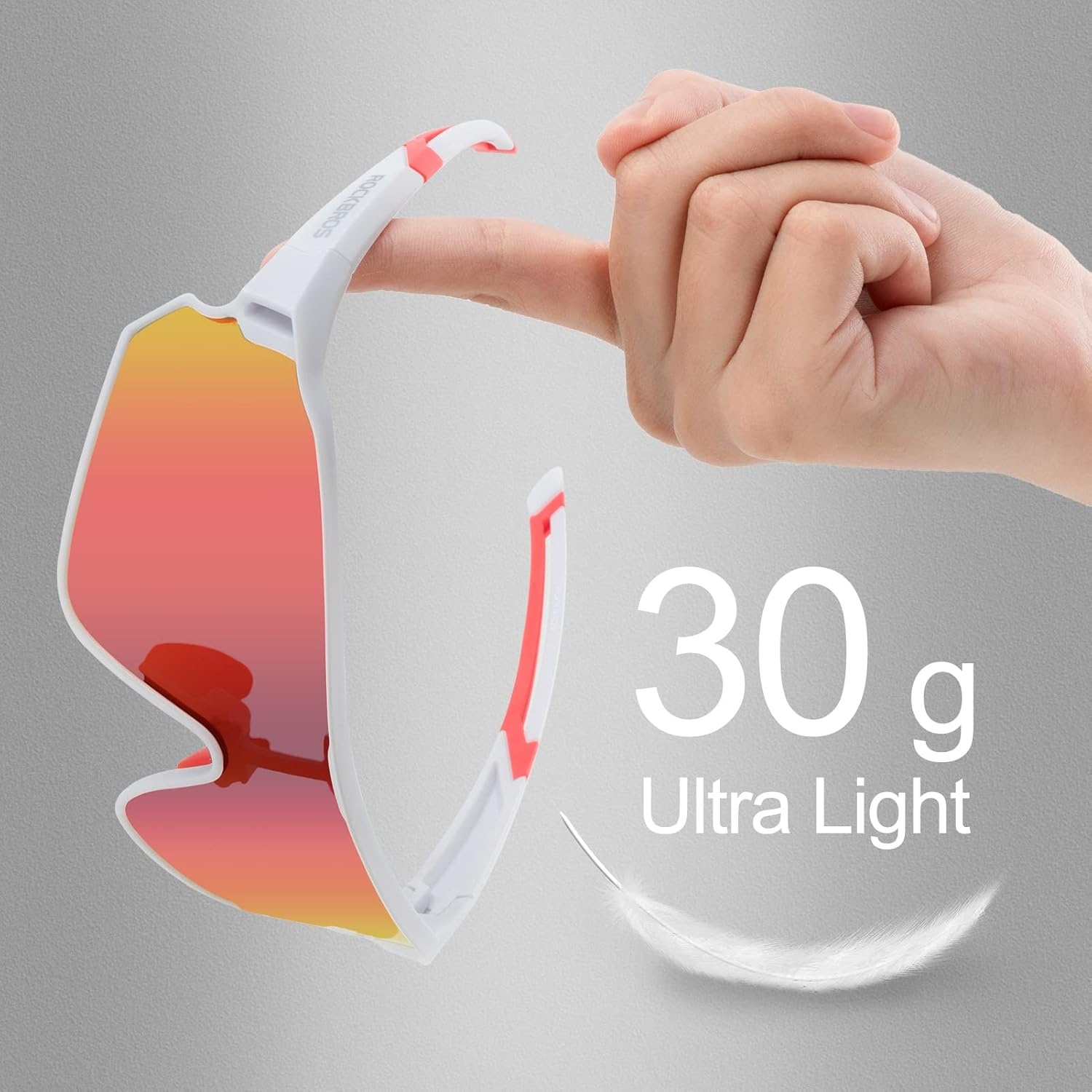 image:imageROCKBROS Polarized Sunglasses UV Protection for Women Men Cycling SunglassesWhite Red